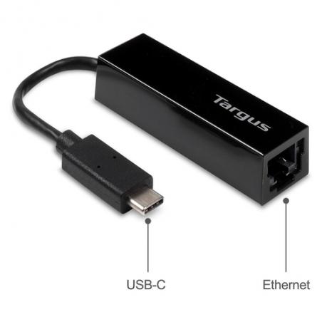 Targus ACA930EUZ cable gender changer USB C RJ-45 Negro - Imagen 2