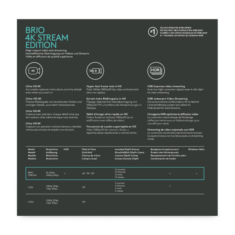 Logitech Brio Stream cámara web 4096 x 21060 Pixeles USB 3.2 Gen 1 (3.1 Gen 1) Negro - Imagen 11