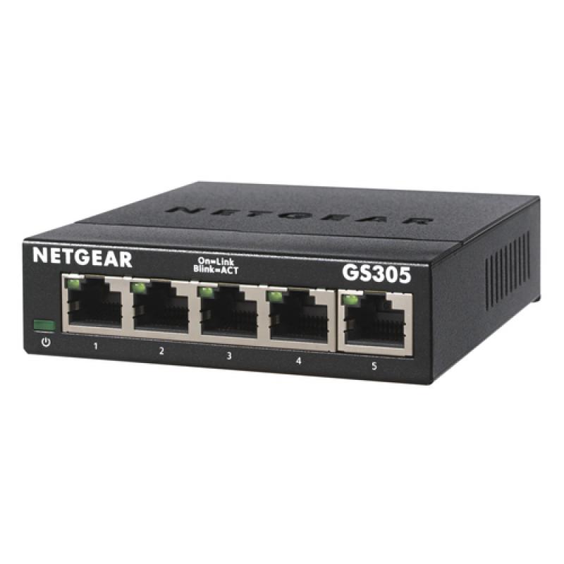 Netgear GS305-300PES switch No administrado L2 Gigabit Ethernet (10/100/1000) Negro - Imagen 1