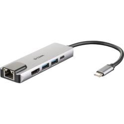 D-Link DUB-M520 base para portátil y replicador de puertos Alámbrico Thunderbolt 3 Aluminio, Negro - Imagen 1