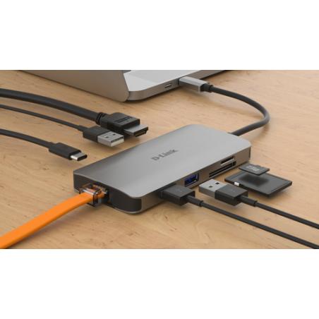 D-Link DUB-M810 base para portátil y replicador de puertos Alámbrico Thunderbolt 3 Plata - Imagen 5