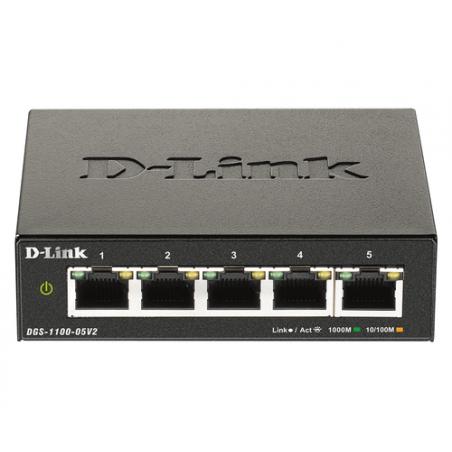 D-Link DGS-1100-05V2 switch Gestionado Gigabit Ethernet (10/100/1000) Negro - Imagen 1