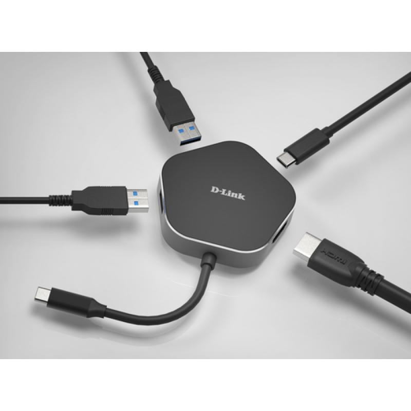 D-Link DUB-M420 base para portátil y replicador de puertos Alámbrico Thunderbolt 3 Negro, Plata - Imagen 2