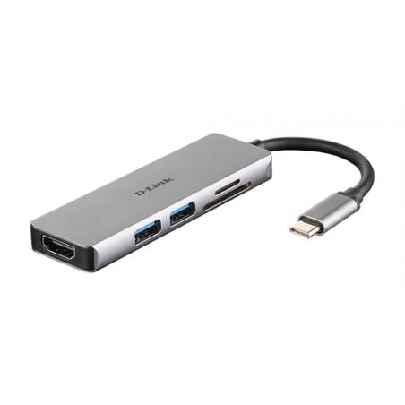 D-Link DUB-M530 base para portátil y replicador de puertos Alámbrico USB 3.2 Gen 1 (3.1 Gen 1) Type-C Aluminio, Negro - Imagen 1