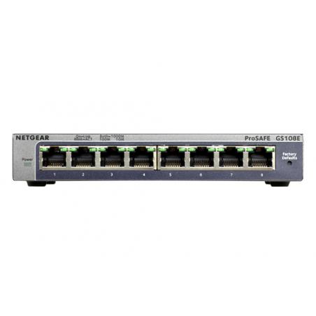 Netgear GS108E Gigabit Ethernet (10/100/1000) Negro - Imagen 1