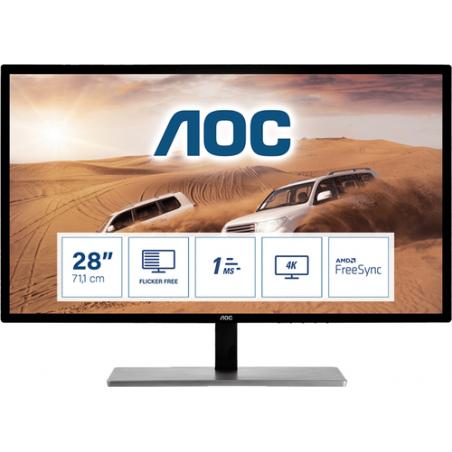 AOC Value-line U2879VF pantalla para PC 71,1 cm (28") 3840 x 2160 Pixeles 4K Ultra HD LCD Negro, Plata - Imagen 1