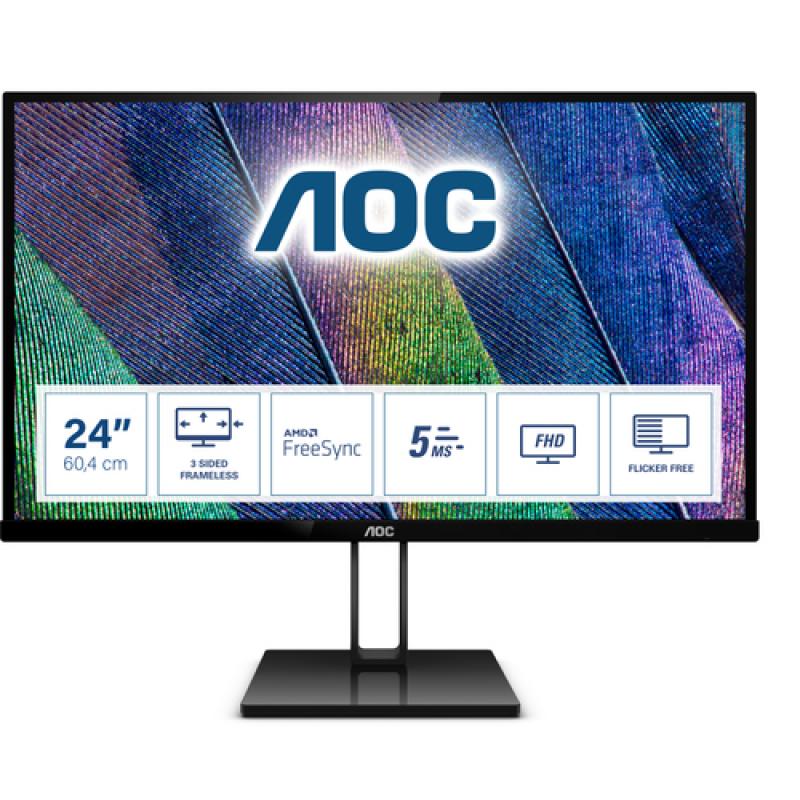 AOC V2 24V2Q pantalla para PC 60,5 cm (23.8") 1920 x 1080 Pixeles Full HD LED Negro - Imagen 1