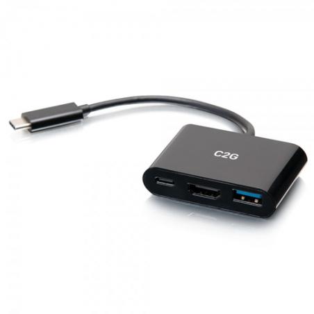 C2G Mini base USB-C 3 en 1 con alimentación HDMI, USB-A y USB-C de hasta 60 W - 4K 30 Hz - Imagen 1