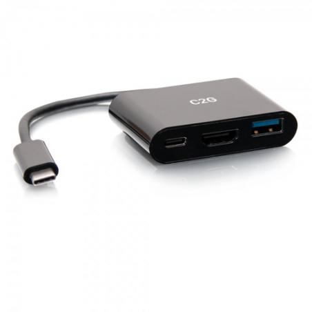 C2G Mini base USB-C 3 en 1 con alimentación HDMI, USB-A y USB-C de hasta 60 W - 4K 30 Hz - Imagen 2