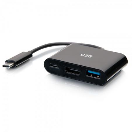 C2G Mini base USB-C 3 en 1 con alimentación HDMI, USB-A y USB-C de hasta 60 W - 4K 30 Hz - Imagen 4