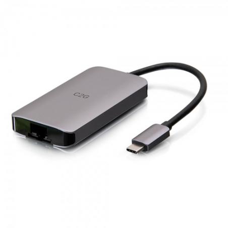 C2G Mini base USB-C 4 en 1 con alimentación HDMI, USB-A, Ethernet y USB-C de hasta 100 W - 4K 30 Hz - Imagen 1