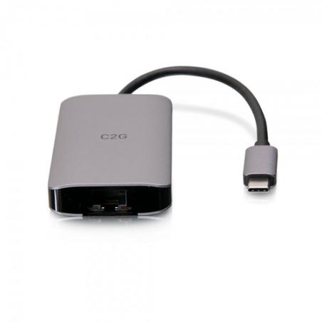 C2G Mini base USB-C 4 en 1 con alimentación HDMI, USB-A, Ethernet y USB-C de hasta 100 W - 4K 30 Hz - Imagen 2