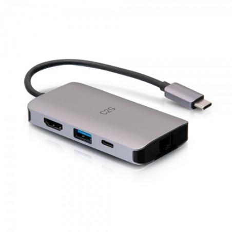C2G Mini base USB-C 4 en 1 con alimentación HDMI, USB-A, Ethernet y USB-C de hasta 100 W - 4K 30 Hz - Imagen 3