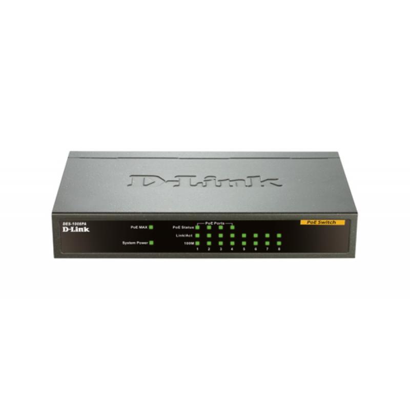D-Link DES-1008PA switch No administrado Fast Ethernet (10/100) Negro Energía sobre Ethernet (PoE) - Imagen 1