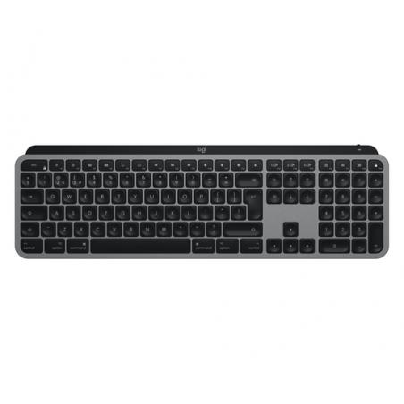 Logitech MX Keys teclado RF Wireless + Bluetooth QWERTY Pan Nordic Aluminio, Negro - Imagen 1