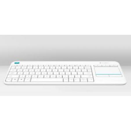 Logitech K400 Plus teclado RF inalámbrico QWERTY Inglés del Reino Unido Blanco - Imagen 1