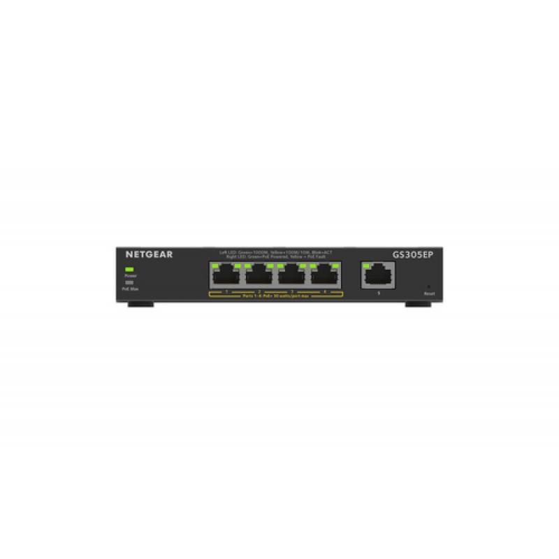 Netgear GS305EP Gestionado L2/L3 Gigabit Ethernet (10/100/1000) Energía sobre Ethernet (PoE) Negro - Imagen 2