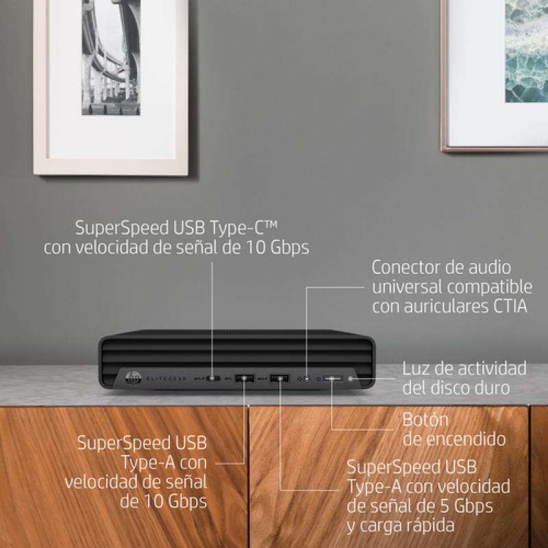 HP EliteDesk 800 G6 DDR4-SDRAM i5-10500 mini PC Intel® Core™ i5 de 10ma Generación 8 GB 256 GB SSD Windows 10 Pro Negro - Imagen
