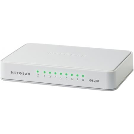 NETGEAR GS208 No administrado Gigabit Ethernet (10/100/1000) Blanco