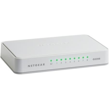 NETGEAR GS208 No administrado Gigabit Ethernet (10/100/1000) Blanco