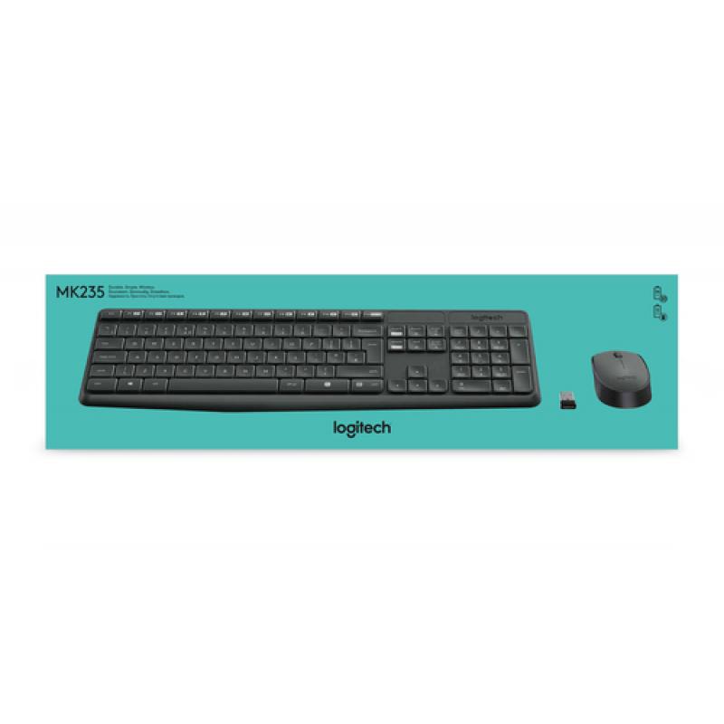 Logitech MK235 teclado RF inalámbrico QWERTY Pan Nordic Negro