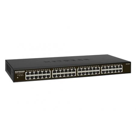 Netgear GS348 No administrado Gigabit Ethernet (10/100/1000) Negro 1U