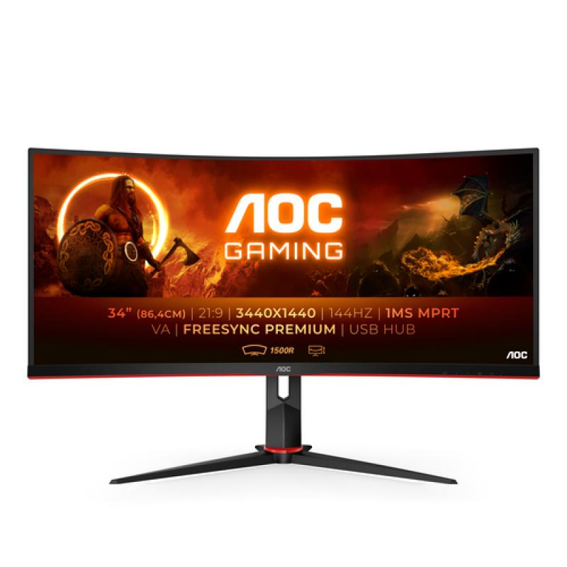 AOC G2 CU34G2X/BK pantalla para PC 86,4 cm (34") 3440 x 1440 Pixeles Quad HD LED Negro, Rojo