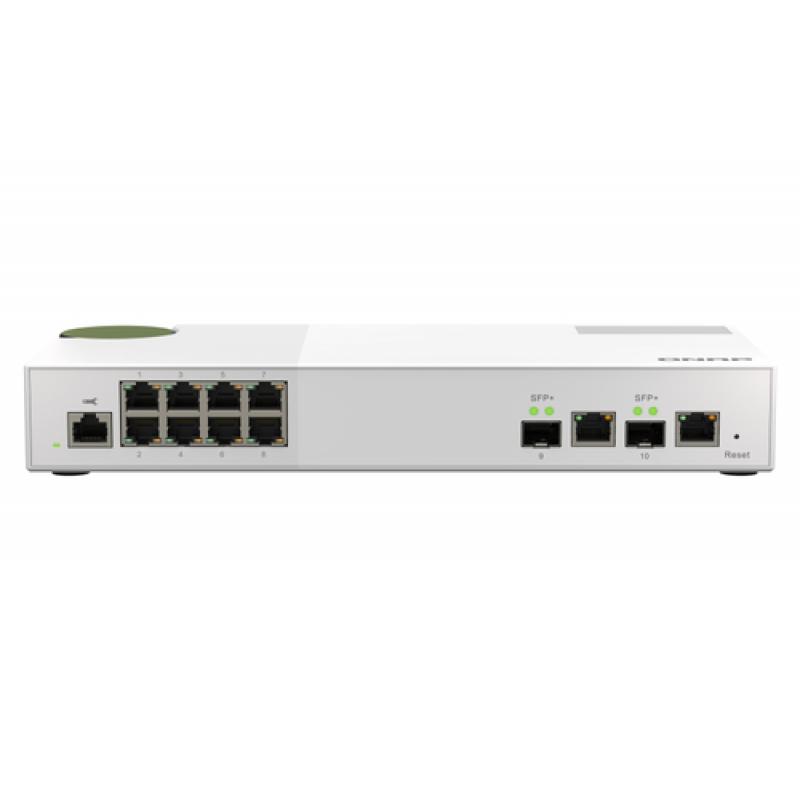 QNAP QSW-M2108-2C switch Gestionado L2 2.5G Ethernet (100/1000/2500) Gris, Blanco
