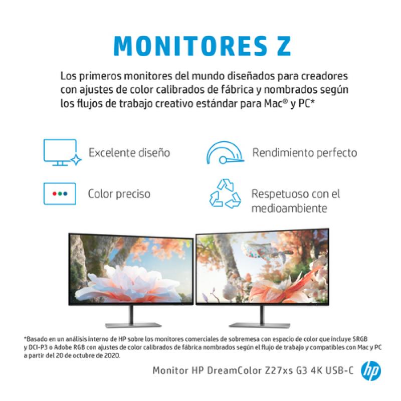 HP Z27xs G3 68,6 cm (27") 3840 x 2160 Pixeles 4K Ultra HD Negro