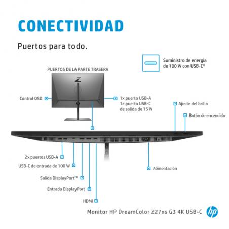HP Z27xs G3 68,6 cm (27") 3840 x 2160 Pixeles 4K Ultra HD Negro
