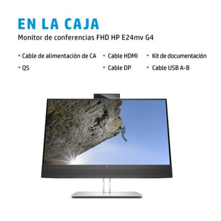 HP E24mv G4 60,5 cm (23.8") 1920 x 1080 Pixeles Full HD Negro, Plata