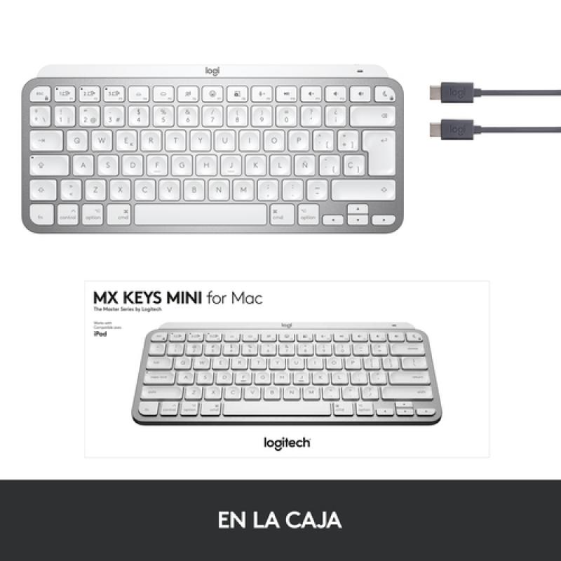 Logitech MX Keys Mini For Mac Minimalist Wireless Illuminated Keyboard teclado Bluetooth QWERTY Español Gris