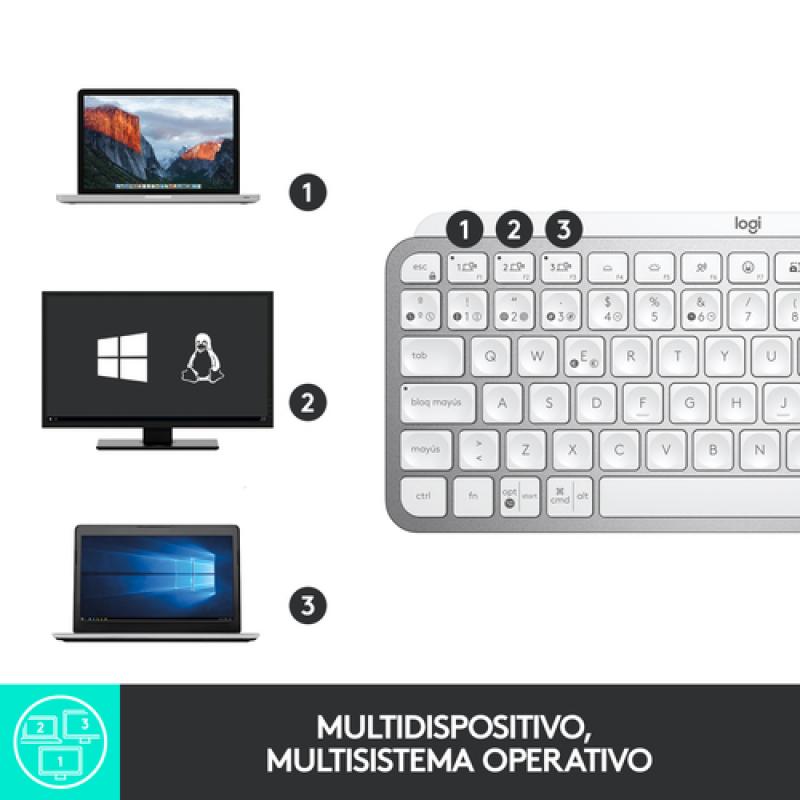 Logitech MX Keys Mini teclado RF Wireless + Bluetooth QWERTY Español Gris