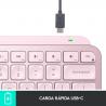 Logitech MX Keys Mini teclado RF Wireless + Bluetooth Español Rosa