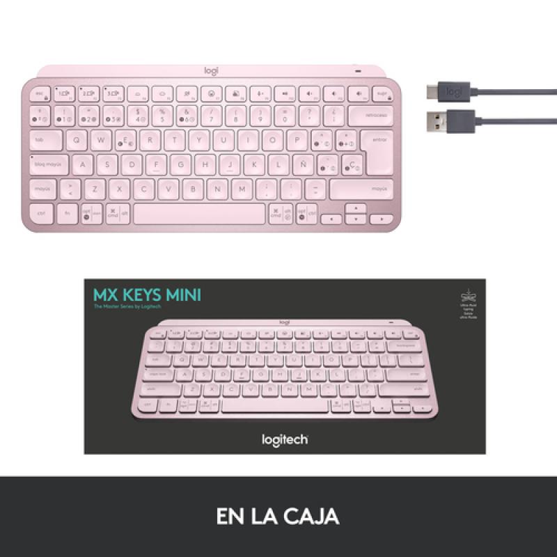 Logitech MX Keys Mini teclado RF Wireless + Bluetooth Español Rosa