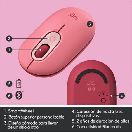 Logitech POP Mouse ratón Ambidextro RF Wireless + Bluetooth Óptico 4000 DPI