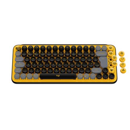 Logitech POP Keys Wireless Mechanical Keyboard With Emoji Keys teclado RF Wireless + Bluetooth AZERTY Francés Negro, Gris, Amari