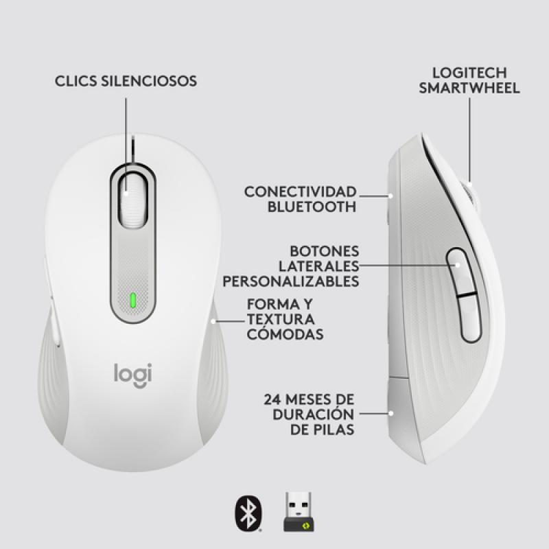 Logitech Signature M650 ratón mano derecha RF Wireless + Bluetooth Óptico 2000 DPI