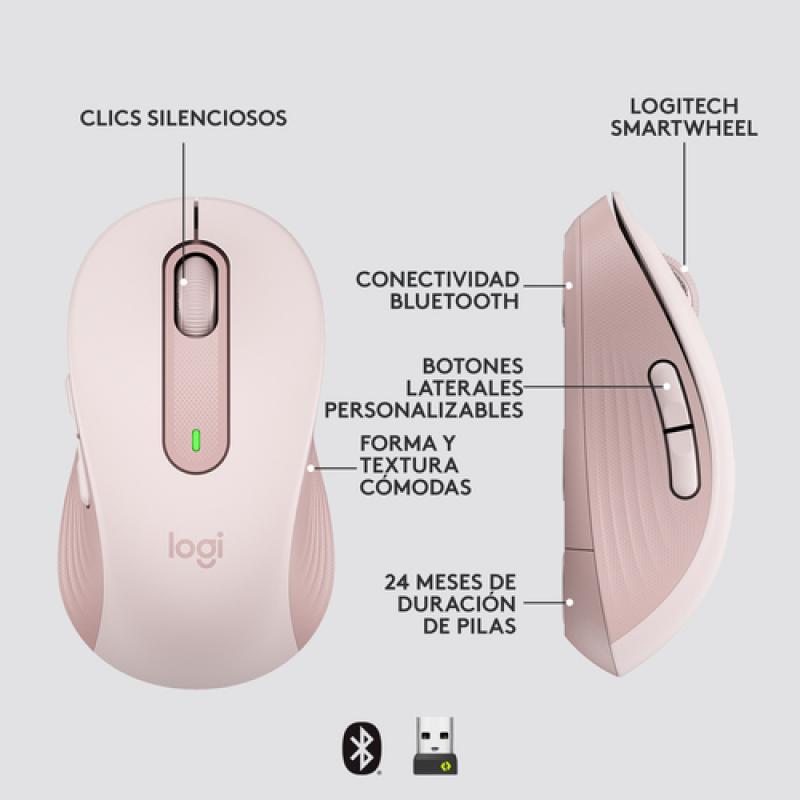 Logitech Signature M650 ratón mano derecha RF Wireless + Bluetooth Óptico 2000 DPI