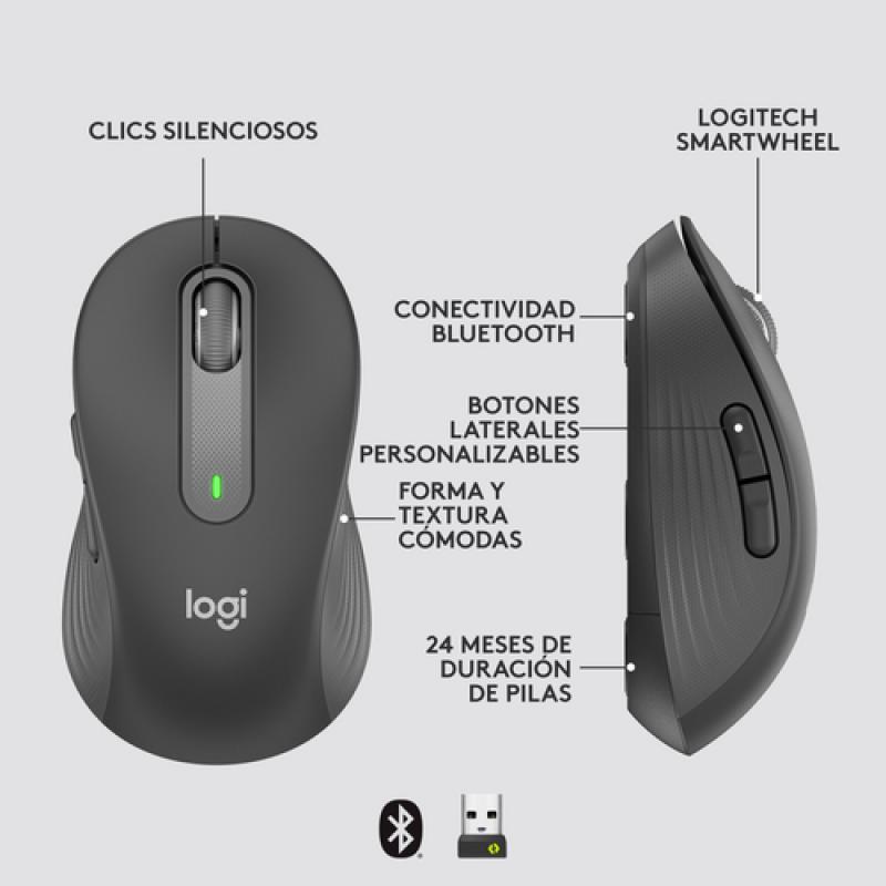 Logitech Signature M650 ratón mano derecha RF Wireless + Bluetooth Óptico 2000 DPI
