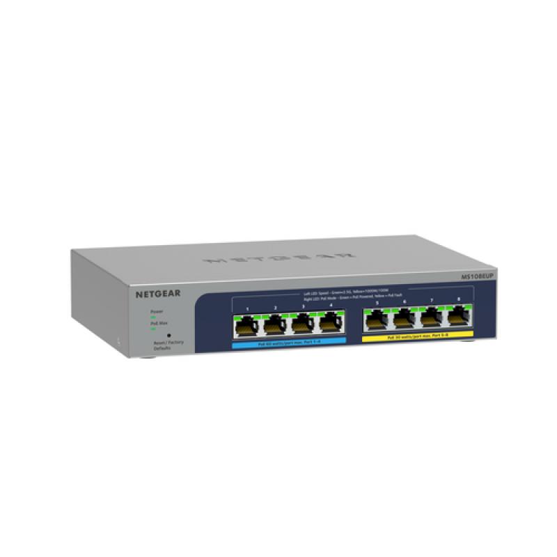 NETGEAR 8-port Ultra60 PoE++ Multi-Gigabit (2.5G) Ethernet Plus Switch No administrado L2/L3 2.5G Ethernet (100/1000/2500) Energ