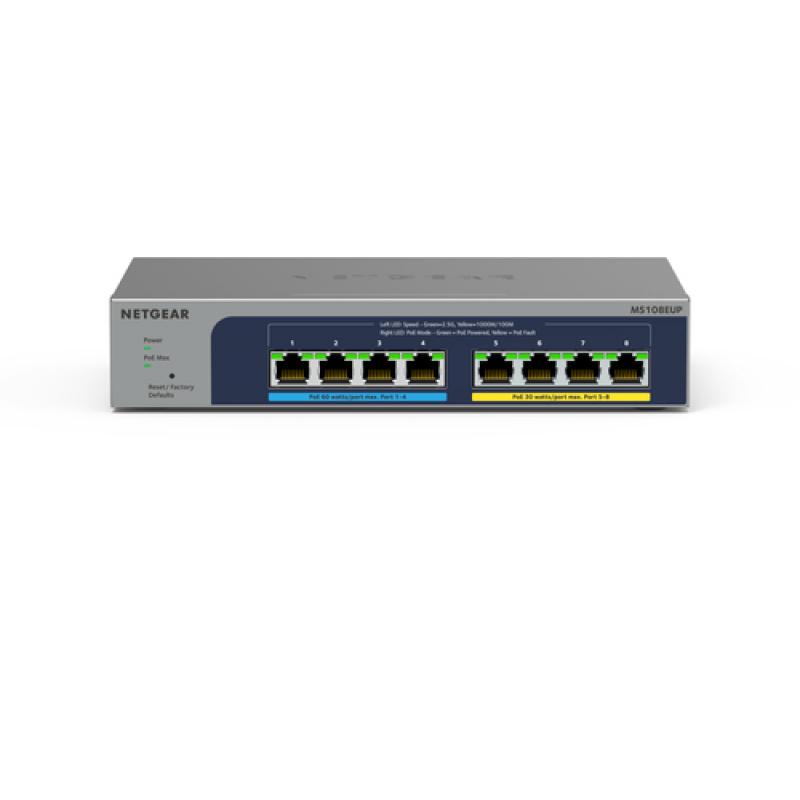 NETGEAR 8-port Ultra60 PoE++ Multi-Gigabit (2.5G) Ethernet Plus Switch No administrado L2/L3 2.5G Ethernet (100/1000/2500) Energ