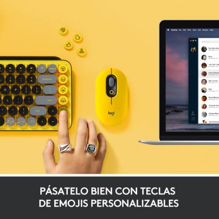 Logitech POP Keys Wireless Mechanical Keyboard With Emoji Keys teclado RF Wireless + Bluetooth QWERTY Español Negro, Gris, Amari