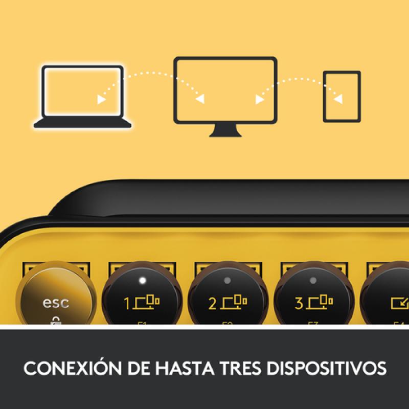 Logitech POP Keys Wireless Mechanical Keyboard With Emoji Keys teclado RF Wireless + Bluetooth QWERTY Español Negro, Gris, Amari