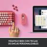Logitech POP Keys Wireless Mechanical Keyboard With Emoji Keys teclado RF Wireless + Bluetooth QWERTY Español Borgoña, Rosa, Ros