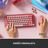 Logitech POP Keys Wireless Mechanical Keyboard With Emoji Keys teclado RF Wireless + Bluetooth QWERTY Español Borgoña, Rosa, Ros
