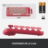 Logitech POP Keys Wireless Mechanical Keyboard With Emoji Keys teclado RF Wireless + Bluetooth QWERTY Español Borgoña, Rosa, Ros