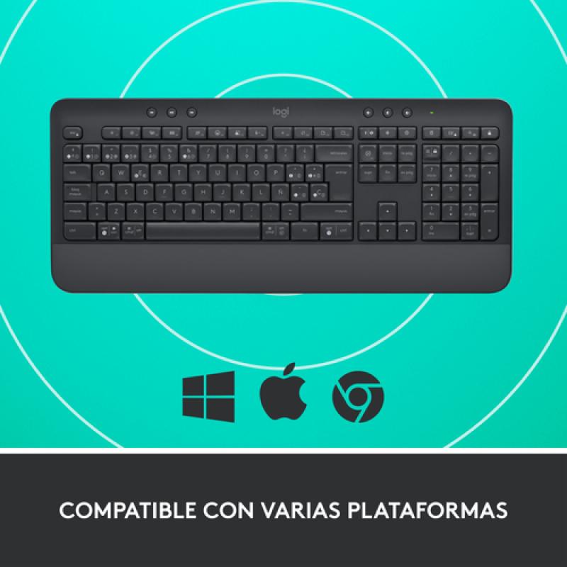 Logitech Signature K650 teclado RF Wireless + Bluetooth QWERTY Español Grafito