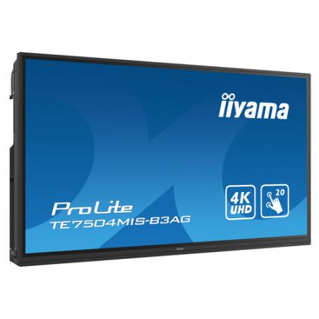 iiyama TE7504MIS-B3AG pizarra y accesorios interactivos 190,5 cm (75") 3840 x 2160 Pixeles Pantalla táctil Negro