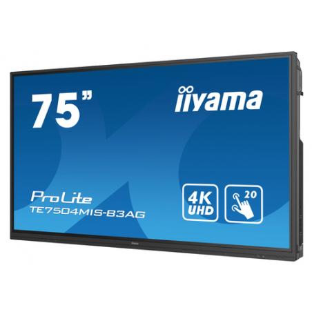 iiyama TE7504MIS-B3AG pizarra y accesorios interactivos 190,5 cm (75") 3840 x 2160 Pixeles Pantalla táctil Negro